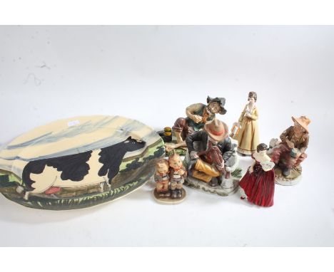 Collection of ceramics, to include Capodimonte figure and three others similar, two figurines, a Goebel figure group of two c