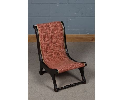 Unusual Victorian mahogany X frame chair, with a upholstered button back raised on turned stretchers 65cm high&nbsp;&nbsp;