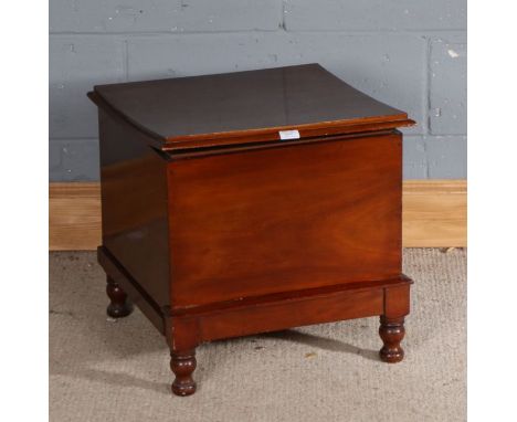 Victorian mahogany step commode, of cube form raised on turned legs, 48cm wide 47cm high 47cm deep