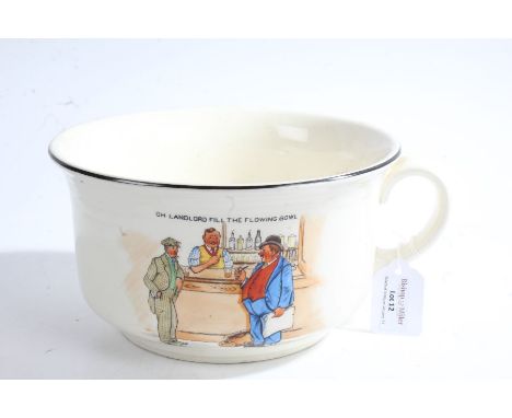 Fieldings novelty musical chamber pot, 'Patent Non-Splash Thunder Bowl', with humorous bar scene 'Oh Landlord Fill The Flowin