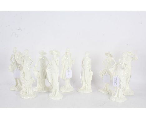 Collection of nine Royal Worcester 1920s Vogue collection figurines, 1922 Bea, 1924 Constance, 1929 Minnie, 1926 Millie, 1921
