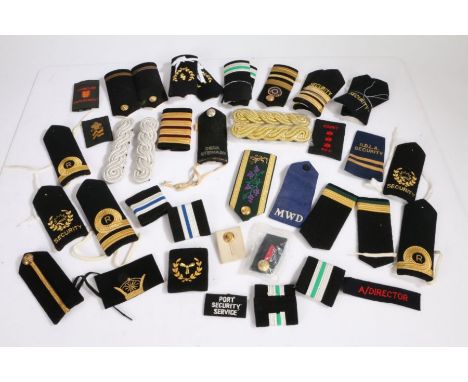 Collection of maritime bullion and embroidered sleeve insignia and epaulettes etc, (qty)