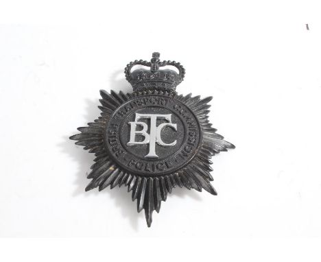 British Transport Commission Police helmet plate and button, (2)