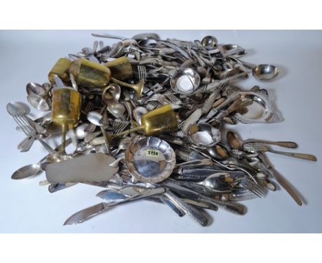 A large quantity of early 20th century, silver plated flatware, (qty). 