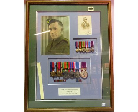 A reconstructed group of awards representing the medal entitlement of Lance Sergeant Laurence Pezare, comprising: the 1939-45