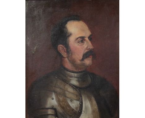 A*** Mitchell (British, late 19th/early 20th Century), Portrait of a gentleman in armour, signed 'A Mitchell' (lower left), o