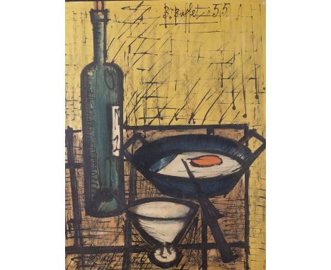 After Bernard Buffet (French, 1928-1999), Still life, reproduction print on board, 64 x 49.5cm.