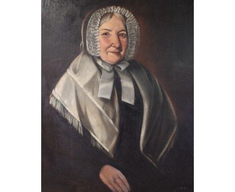 English School, 19th Century, Portrait of a lady, oil on board, 73.5 x 61cm.
