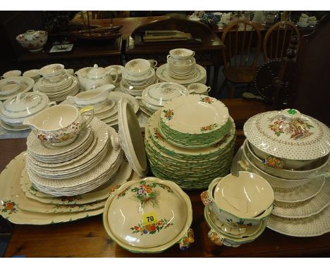 A Royal Doulton Grantham part dinner service, together with a Masons dinner and tea service and a small 'Artone' character ju
