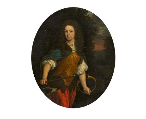 NIEDERLÄNDISCHE SCHULE2. H. 17. Jh.Titel: Portrait eines Adeligen als Adonis. Technik: Öl auf Leinwand. Montierung: Doubliert