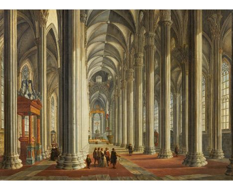 BACHMANN, CHRISTOPH GOTTFRIEDtätig in Leipzig in der 1. H. des 19 Jh.Titel: Im Inneren des Doms zu Mailand. Technik: Öl auf L