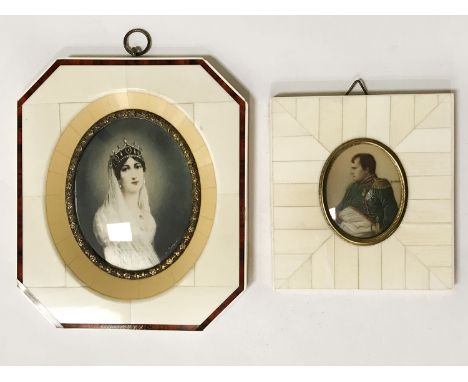 A GERAROL SIGNED MINIATURE PORTRAIT OF JOSEPHINE WITH A SIGNED MINIATURE DIMAN OF NAPOLEAN