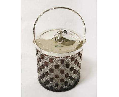 SILVER PLATED &amp; RUBY GLASS BISCUIT BARREL 