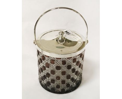 SILVER PLATED &amp; RUBY GLASS BISCUIT BARREL 