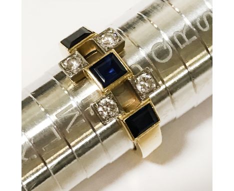 18CT GOLD DIAMOND SAPPHIRE RING