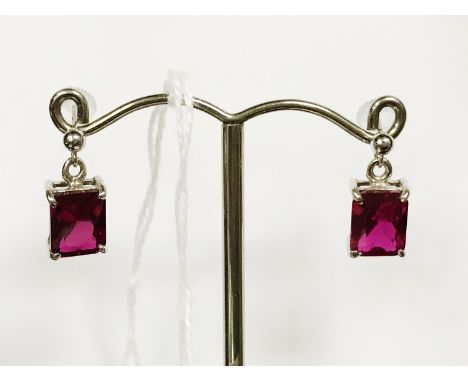 9CT WHITE GOLD RUBY STUD EARRINGS