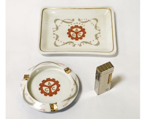 DUNHILL LIGHTER &amp; 2 AUTO CLUB PIECES OF CHINA