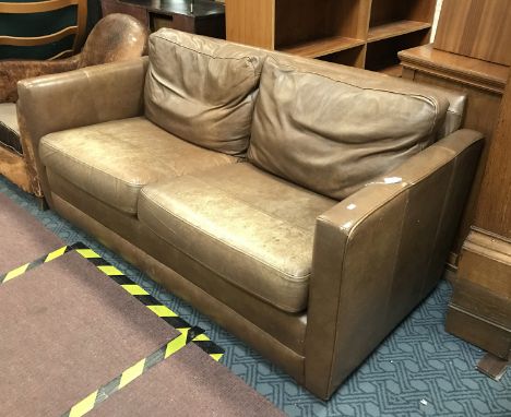 BROWN LEATHER SOFA