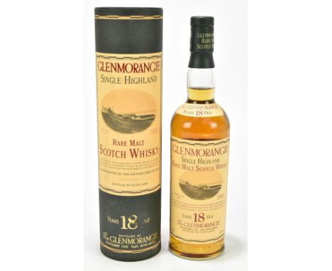 WHISKY; a single bottle of Glenmorangie Single Highland Rare Malt Scotch whisky, 18 years old, 70cl, 43%, in presentation car