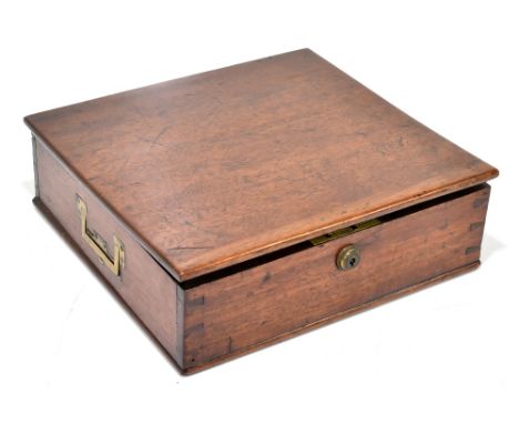 A very unusual early 19th century mahogany lidded box bearing brass plaque to the underside of lid inscribed 'This is one of 