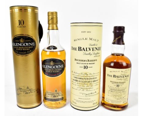 WHISKY; a single bottle of The Balvenie, Founder's Reserve' Scotch whisky, ten years, 70cl, with a single bottle of Glengoyne