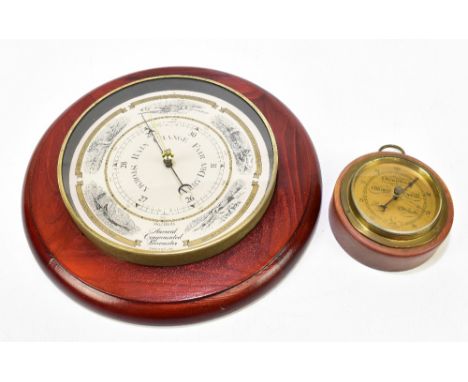 LUFFT; a beech cased aneroid barometer with gilt base, diameter 11cm, and a modern Millibars aneroid compensated barometer, d