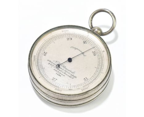 JH STEWARDE LONDON; a silvered metal pocket aneroid barometer, the silvered dial no.1430, diameter 5cm.Additional Information
