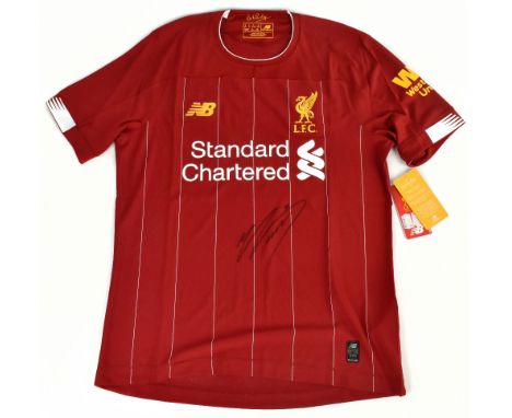 MOHAMED SALAH: a Liverpool Premier League winners' shirt, signed to the front, size S.Additional InformationCreasing and ligh