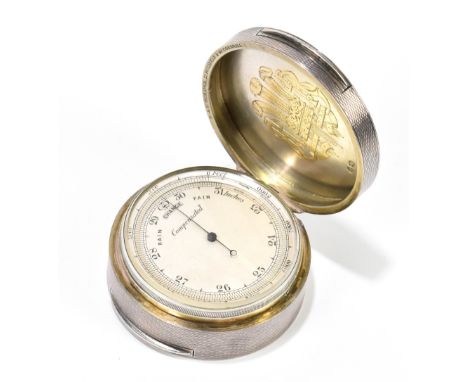 HENRY WILLIAM DEE; a Victorian hallmarked silver cased pocket aneroid barometer, with silvered dial, the case stamped 'P&amp;