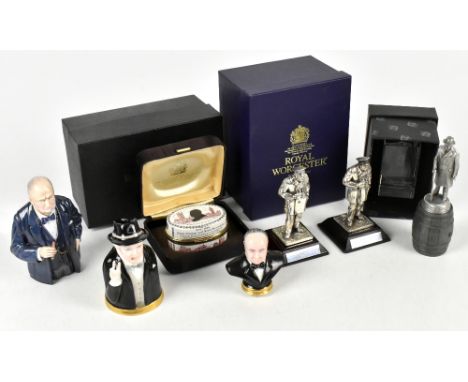 ROYAL WORCESTER; a limited edition candle snuffer modelled as Sir&nbsp;Winston&nbsp;Churchill, numbered 103/500, height 9cm, 