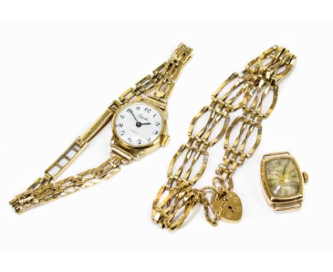 CHARLES; a lady's 9ct gold cased wristwatch, the circular dial set with Arabic numerals, diameter excluding winding crown 18m