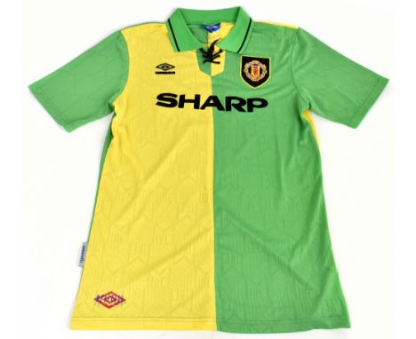 ERIC CANTONA; a Manchester United Newton Heath football shirt, signed to the reverse, size XXL.Additional InformationCreasing