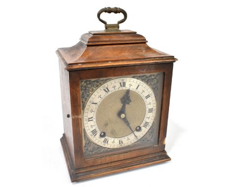 GARRARD; an early 20th century eight day mantel clock, with silvered Roman numeral chapter ring and movement striking on a go