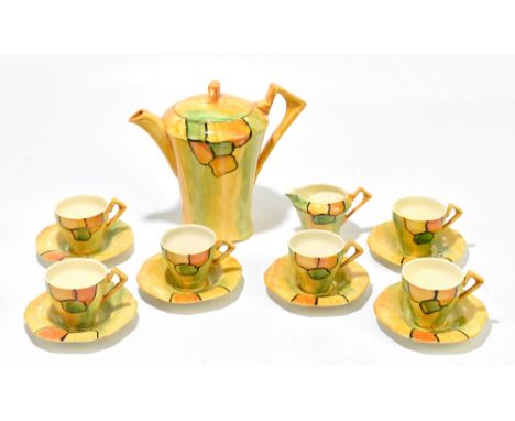 ALFRED MEAKIN; an Art Deco coffee set, comprising coffee pot, cream jug, six coffee cups, and six saucers.&nbsp;Additional In