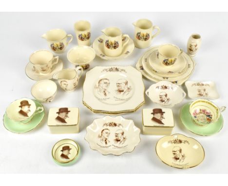 WINSTON CHURCHILL; a collection of commemorative ceramics to include eleven Royal Winton tea wares decorated with busts of&nb