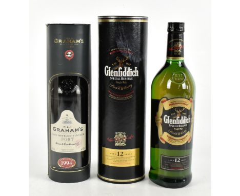 WHISKY; a single bottle of Glenfiddich Special Reserve Single Malt whisky 12 years, 1lt, 43%, together with a single bottle o