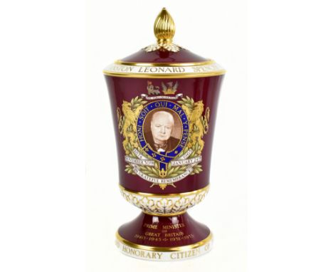 SPODE; a limited edition Winston Churchill vase and cover, commissioned by Thomas Goode &amp; Co., London, number 27/125, hei