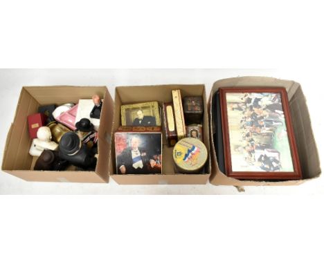 WINSTON CHURCHILL; an assortment of collectors' items including ceramic dishes, figures representative of bulldogs, a selecti