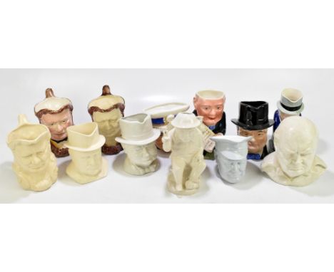 A collection of twelve Sir&nbsp;Winston Churchill character jugs and Toby jugs comprising a Beswick Toby jug, a Spode Toby ju