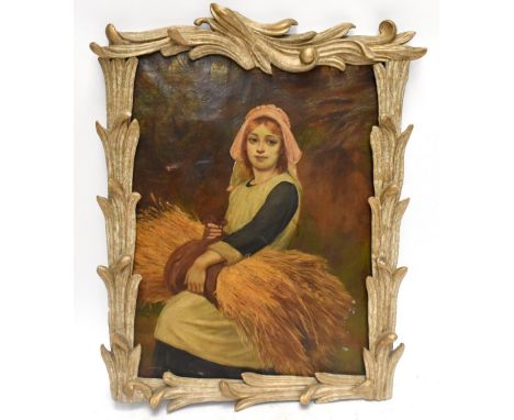 AFTER CHARLES SILLEN LIDDERDALE; oil on canvas, portrait of a maiden with corn, initialled lower right, 57 x 43cm, in later f