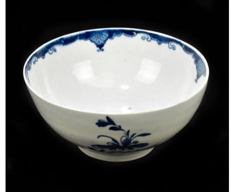 WORCESTER; a Flight, Barr &amp; Barr blue and white bowl with floral detail, open crescent marks to the underside, diameter 1