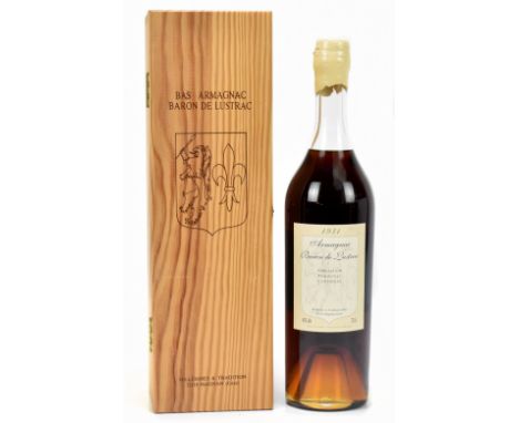 ARMAGNAC; a single bottle of Baron de Lustrac 1931 Appellation Armagnac Controlee 70cl, 40%, in wooden presentation case.Addi