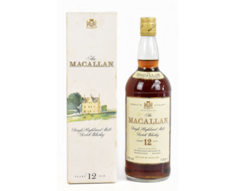 WHISKY; a single bottle of The Macallan Highland Single Malt Scotch whisky, 12 years old, one litre, 43%, in presentation car