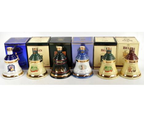 WHISKY; six bottles of Bell's Old Scotch whisky, various years including Celebrating 100 Years, Queen Elizabeth, The Queen Mo