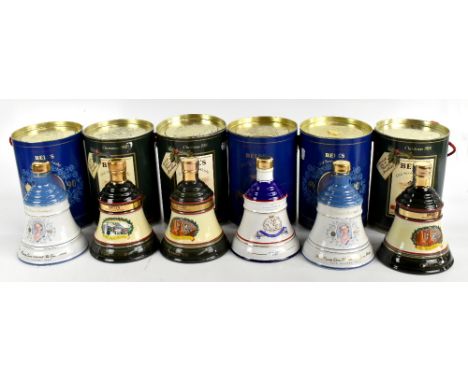 WHISKY; six bottles of Bell's Old Scotch whisky, various years including 1988, each in ceramic decanter, boxed.