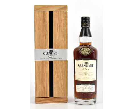 WHISKY; a single bottle The Glenlivet XXV, 25 years of age Single Malt Scotch whisky, batch number 60610, 70cl, 43%, in woode
