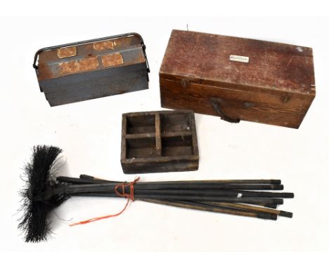 Two vintage tool chests comprising an Electrolux Limited box with various tools, and a metal tool chest, with a vintage four 