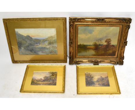 M. THOMAS;&nbsp; a pair of watercolours, landscapes with ruined castles, each signed, 20.5 x 27.5cm, framed and glazed, with 