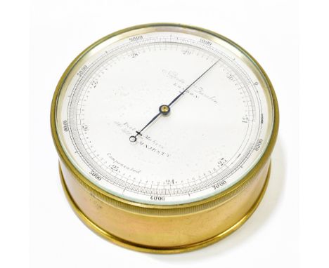 NEGRETTI &amp; ZAMBRA OF LONDON; a compensated aneroid barometer with silvered dial, diameter 12cm.Additional InformationLigh