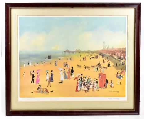 HELEN LAYFIELD BRADLEY (1900-1979); pencil signed print, 'Punch &amp; Judy, Blackpool', 48 x 62cm, and another (2). (D)Additi